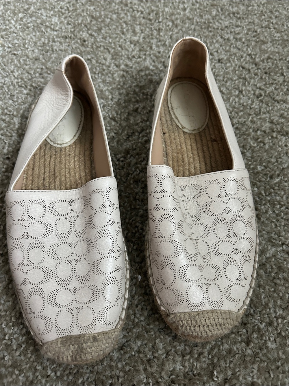 Coach Cream Perforated Logo Espadrille Slip-Ons